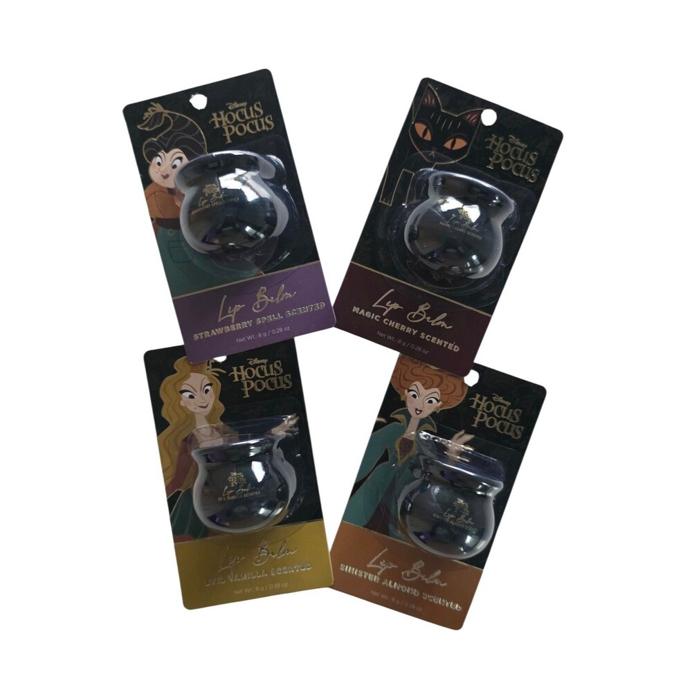 Disney Hocus Pocus Lip Balm Set of 4 Cherry/Strawberry/Vanilla/Almond 0.28oz